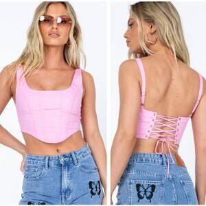 Princess Polly | Pink Etta Bustier/Corset-Style Crop Top US 8 AU 12